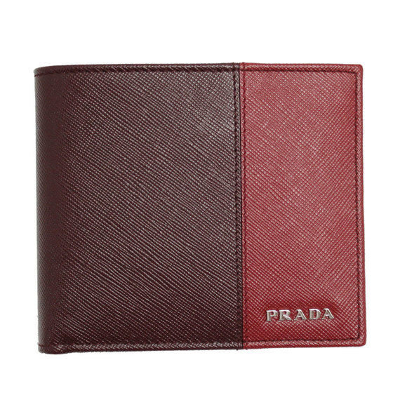 Prada Saffiano Red Leather Wallet GRANATORUBI - Picture 1 of 3